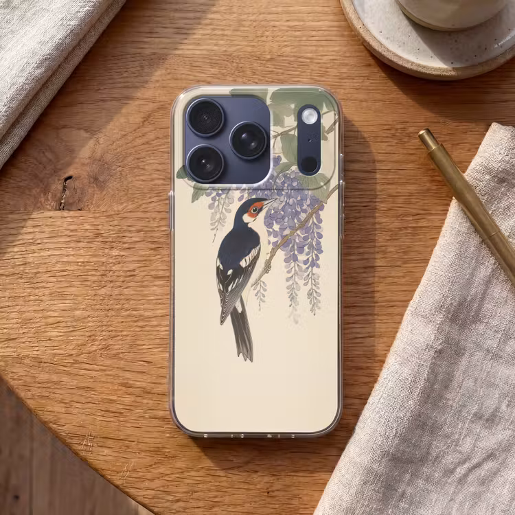 Specht - Bloemen - Paars Telefoonhoesje iPhone 17 Pro klein -sfeer1