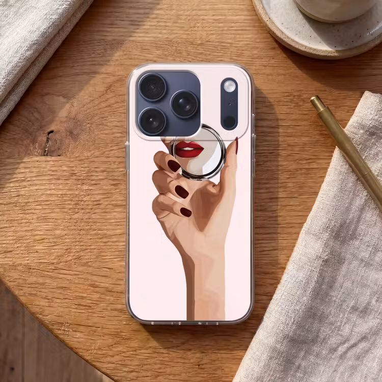Spiegel - Rode lippen Telefoonhoesje iPhone 17 Pro klein -sfeer1