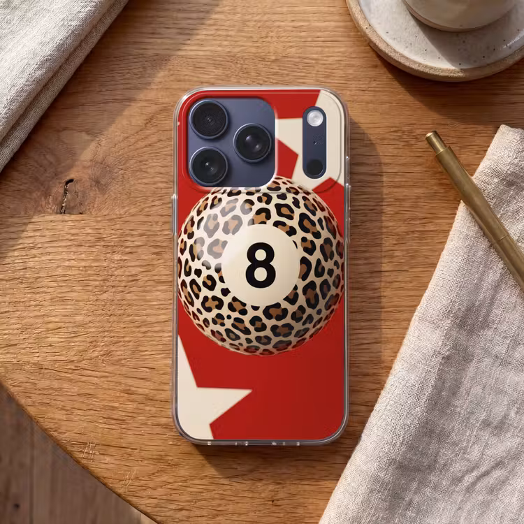 Spel - Dierenprint - Nummer 8 - Modern - Rood Telefoonhoesje iPhone 17 Pro klein -sfeer1