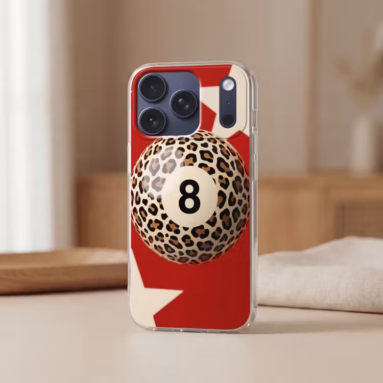 Spel - Dierenprint - Nummer 8 - Modern - Rood Telefoonhoesje iPhone 17 Pro klein -sfeer2