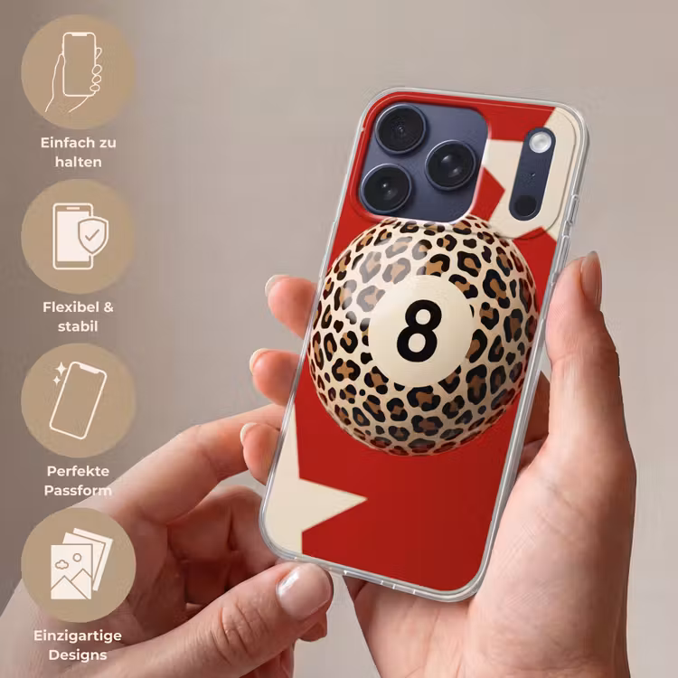 Spel - Dierenprint - Nummer 8 - Modern - Rood Telefoonhoesje iPhone 17 Pro klein -sfeer3_DE