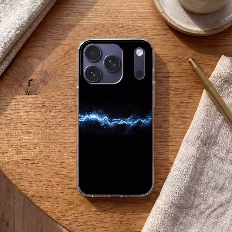 Gaming - Bliksemflits - Blauw - Energie Telefoonhoesje iPhone 17 Pro klein -sfeer1
