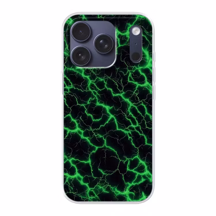 Gaming - Bliksemflitsen - Groen - Energie Telefoonhoesje iPhone 17 Pro klein -3d