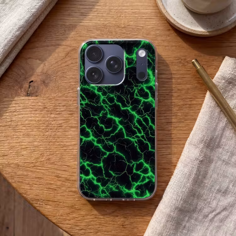 Gaming - Bliksemflitsen - Groen - Energie Telefoonhoesje iPhone 17 Pro klein -sfeer1