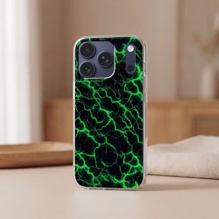 Gaming - Bliksemflitsen - Groen - Energie Telefoonhoesje iPhone 17 Pro klein -sfeer2