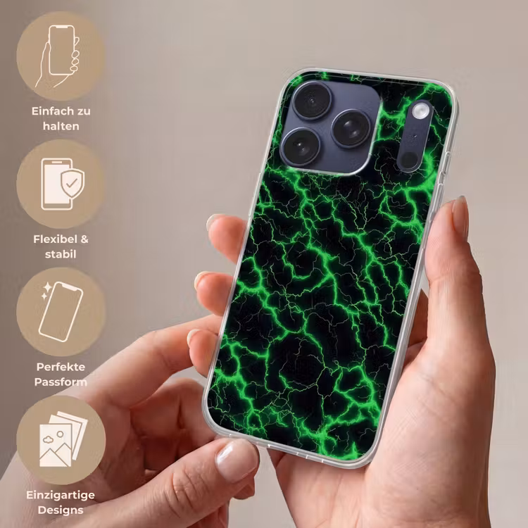Gaming - Bliksemflitsen - Groen - Energie Telefoonhoesje iPhone 17 Pro klein -sfeer3_DE