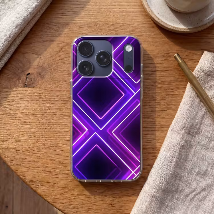 Gaming - Ruiten - Neon - Paars Telefoonhoesje iPhone 17 Pro klein -sfeer1
