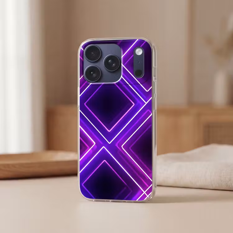 Gaming - Ruiten - Neon - Paars Telefoonhoesje iPhone 17 Pro klein -sfeer2