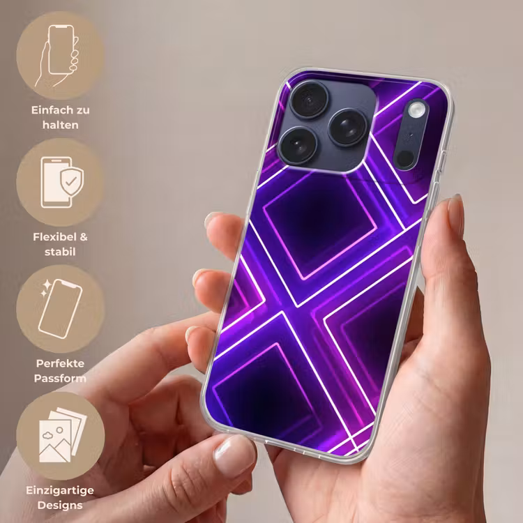 Gaming - Ruiten - Neon - Paars Telefoonhoesje iPhone 17 Pro klein -sfeer3_DE