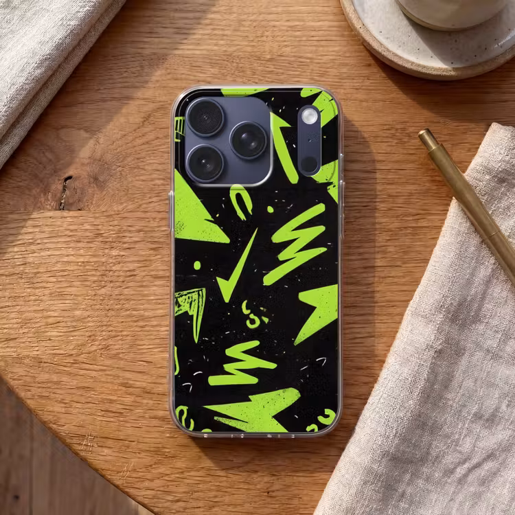 Gaming - Vormen - Pijlen - Abstract - Zwart Telefoonhoesje iPhone 17 Pro klein -sfeer1