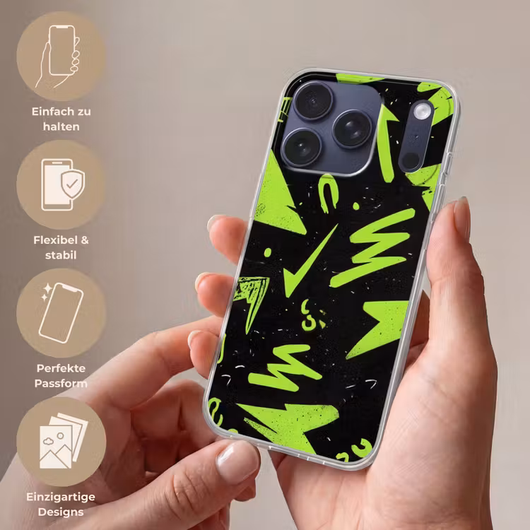 Gaming - Vormen - Pijlen - Abstract - Zwart Telefoonhoesje iPhone 17 Pro klein -sfeer3_DE