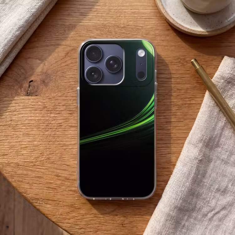 Gaming - Lijnen - Boog - Groen Telefoonhoesje iPhone 17 Pro klein -sfeer1
