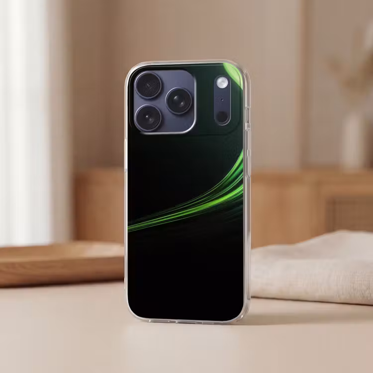 Gaming - Lijnen - Boog - Groen Telefoonhoesje iPhone 17 Pro klein -sfeer2