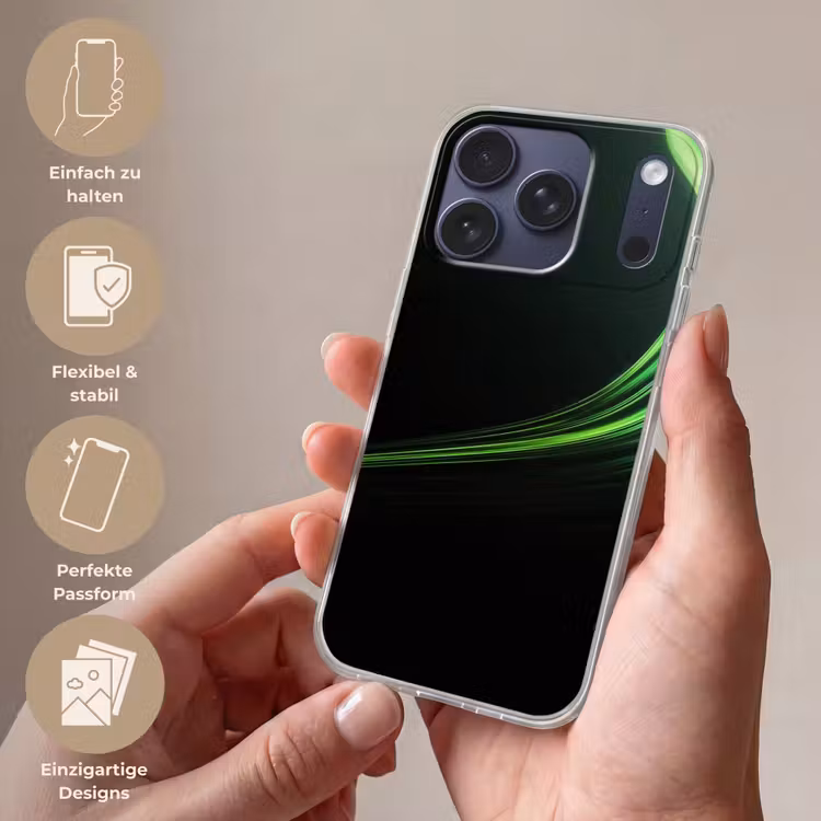 Gaming - Lijnen - Boog - Groen Telefoonhoesje iPhone 17 Pro klein -sfeer3_DE