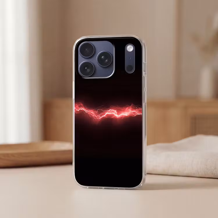 Gaming - Rood - Elektriciteit - Energie - Lijn Telefoonhoesje iPhone 17 Pro klein -sfeer2