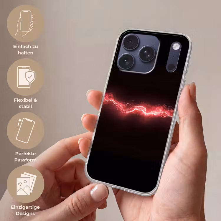 Gaming - Rood - Elektriciteit - Energie - Lijn Telefoonhoesje iPhone 17 Pro klein -sfeer3_DE