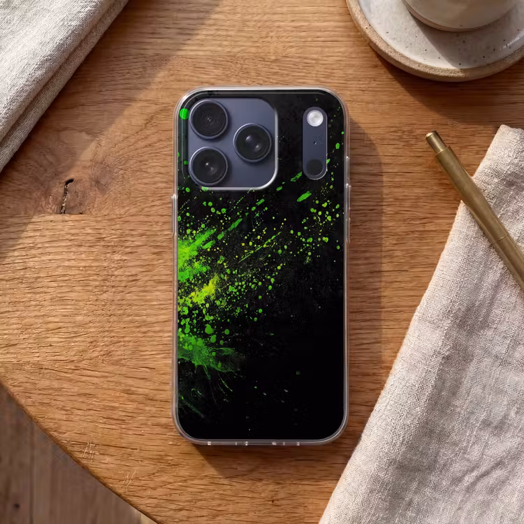 Gaming - Spetters - Groen - Chaotisch - Groen Telefoonhoesje iPhone 17 Pro klein -sfeer1