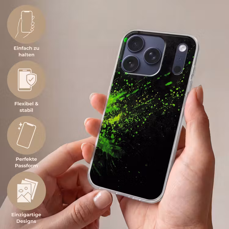 Gaming - Spetters - Groen - Chaotisch - Groen Telefoonhoesje iPhone 17 Pro klein -sfeer3_DE