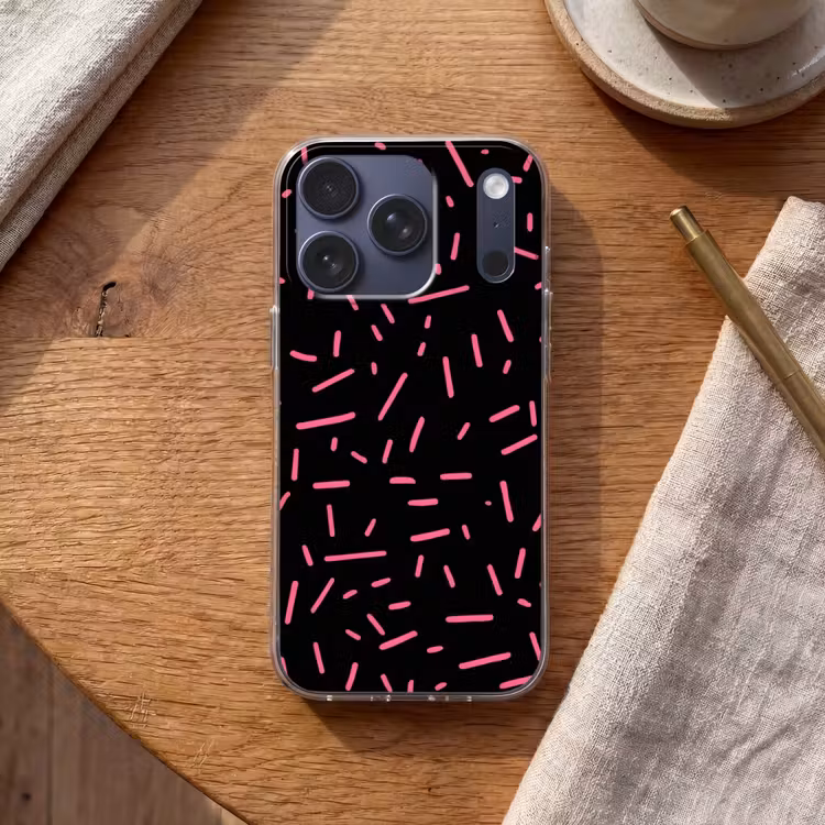 Gaming - Streepjes - Roze - Abstract Telefoonhoesje iPhone 17 Pro klein -sfeer1