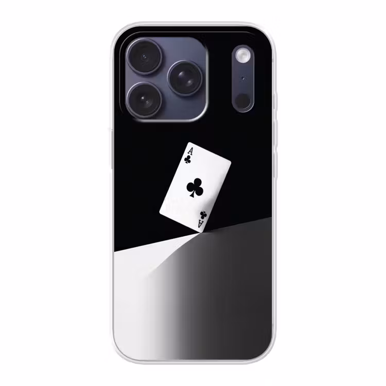 Speelkaart - Klaver - Abstract - Zwart Telefoonhoesje iPhone 17 Pro klein -3d