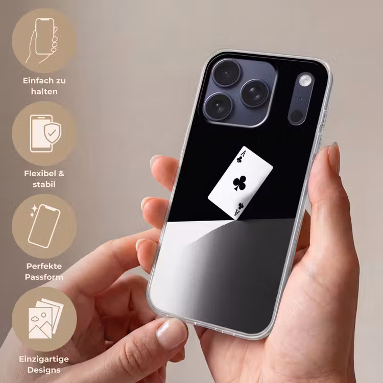 Speelkaart - Klaver - Abstract - Zwart Telefoonhoesje iPhone 17 Pro klein -sfeer3_DE