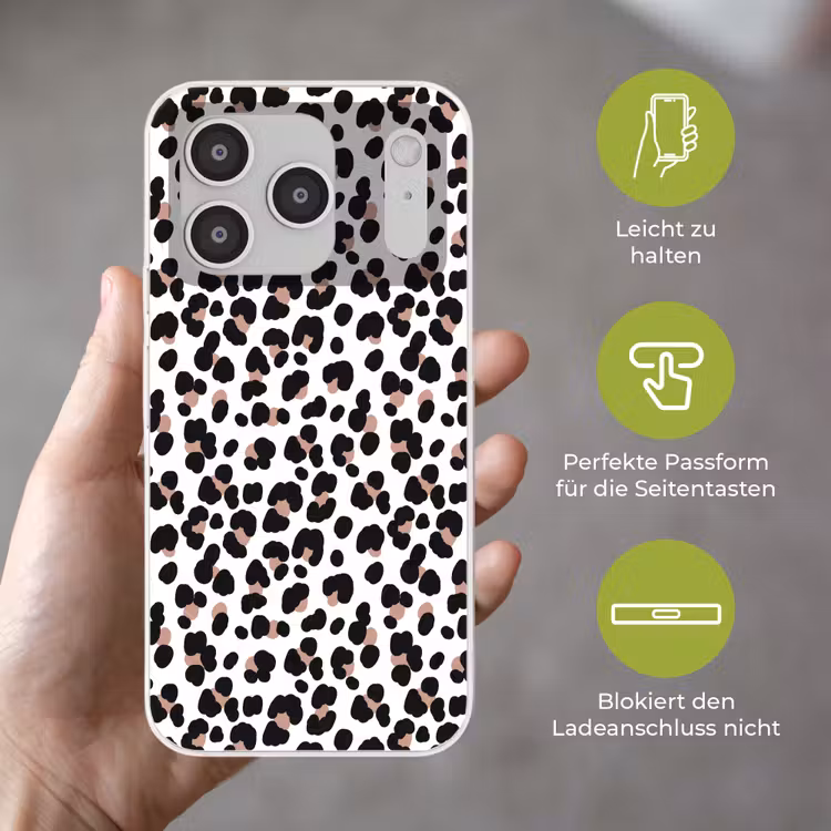 Vlekken - Zwart - Onregelmatig - Luipaard Telefoonhoesje iPhone 17 Pro klein 878 -sfeer3_DE