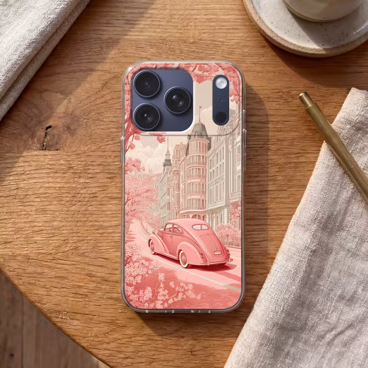 City - Car - Pink Telefoonhoesje iPhone 17 Pro klein -sfeer1