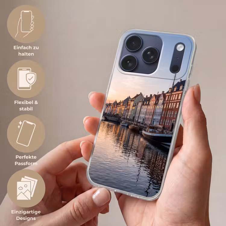 Stad - Gracht - Zonsondergang - Klassiek - Kleurrijk Telefoonhoesje iPhone 17 Pro klein -sfeer3_DE