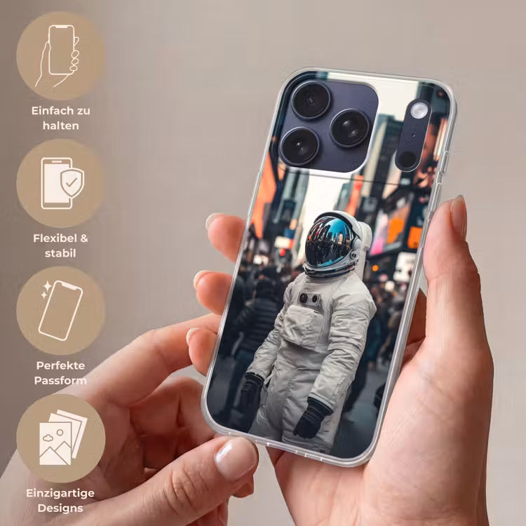 Stad - Mensen - Astronaut - Wit Telefoonhoesje iPhone 17 Pro klein -sfeer3_DE