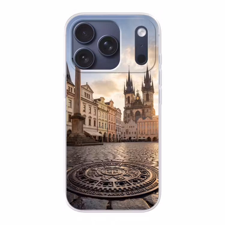 Stad - Praag - Ochtend - Architectuur - Goud Telefoonhoesje iPhone 17 Pro klein -3d