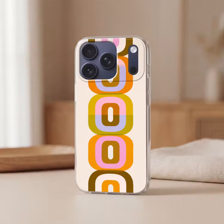 Stapel - Vormen - Geblokt - Oranje Telefoonhoesje iPhone 17 Pro klein -sfeer2