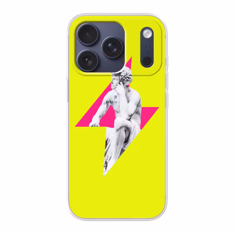Beeld - Man - Bliksemschicht - Geel Telefoonhoesje iPhone 17 Pro klein -3d