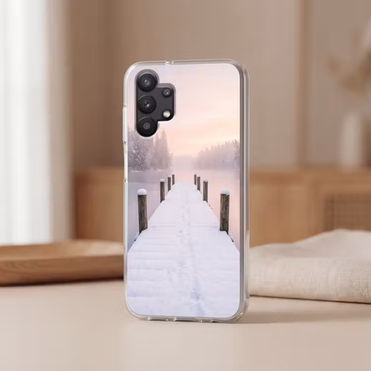 Steiger - Meer - Mist - Winter - Serene Telefoonhoesje Samsung Galaxy A32 5G klein -sfeer2