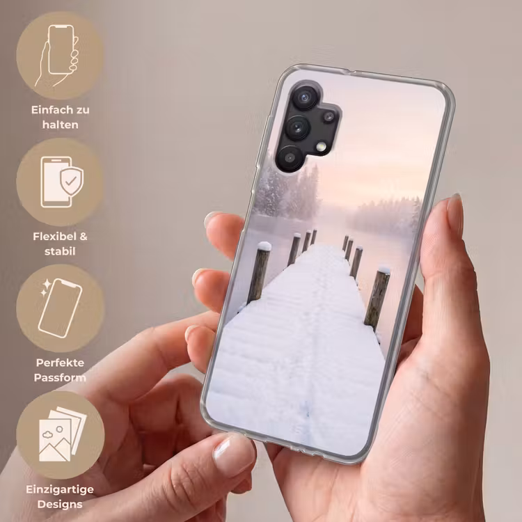 Steiger - Meer - Mist - Winter - Serene Telefoonhoesje Samsung Galaxy A32 5G klein -sfeer3_DE