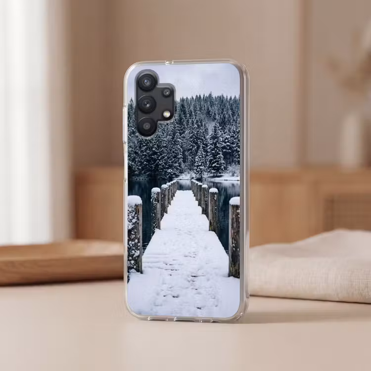 Steiger - Meer - Sneeuw - Bergen - Rustgevend Telefoonhoesje Samsung Galaxy A32 5G klein -sfeer2