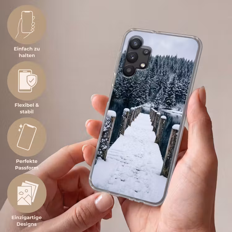 Steiger - Meer - Sneeuw - Bergen - Rustgevend Telefoonhoesje Samsung Galaxy A32 5G klein -sfeer3_DE