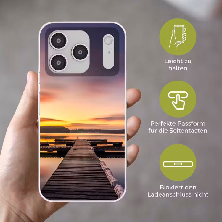 Steiger - Zonsondergang - Water - Zee - Reflectie Telefoonhoesje iPhone 17 Pro klein -sfeer3_DE