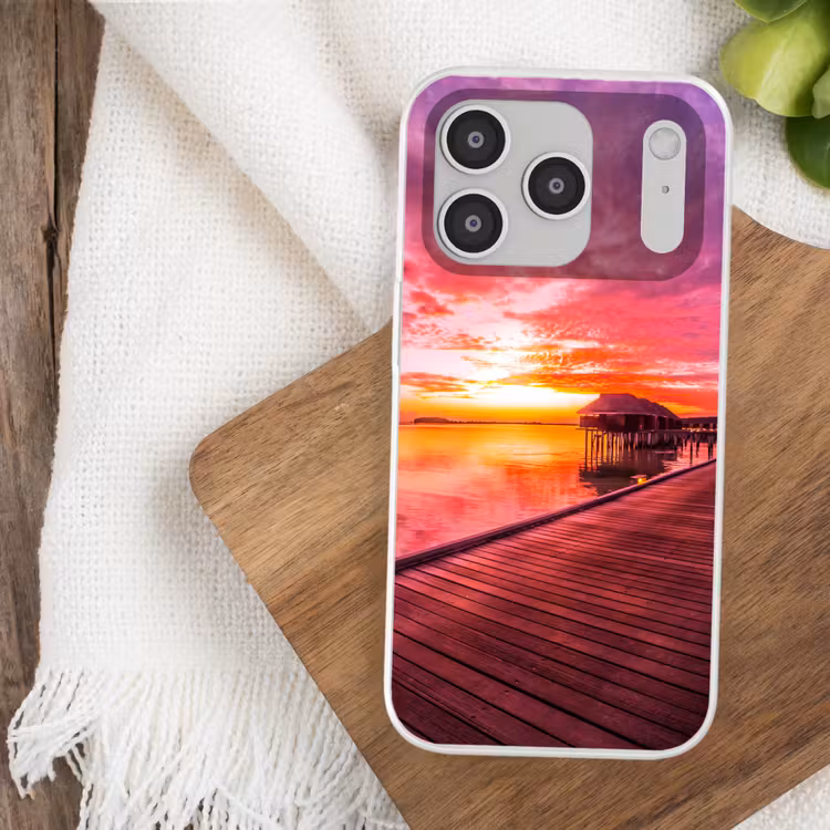 Steiger - Water - Zon - Roze - Horizon Telefoonhoesje iPhone 17 Pro klein -sfeer1