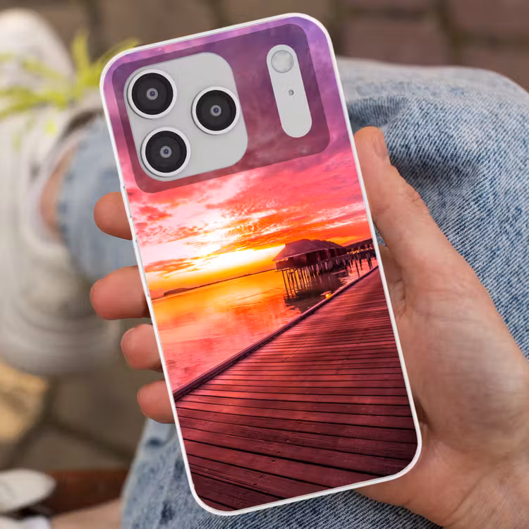 Steiger - Water - Zon - Roze - Horizon Telefoonhoesje iPhone 17 Pro klein -sfeer2