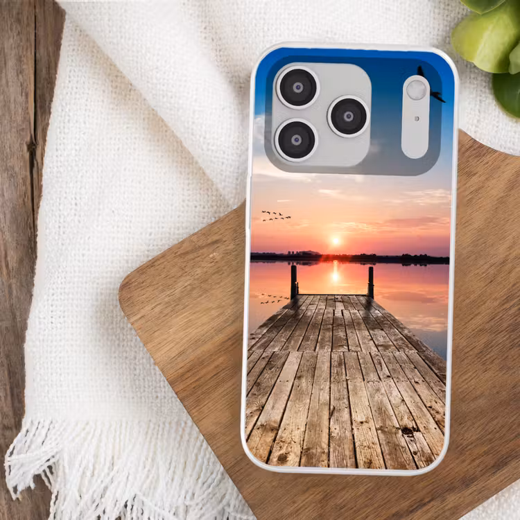 Steiger - Water - Zonsondergang - Roze - Horizon Telefoonhoesje iPhone 17 Pro klein -sfeer1
