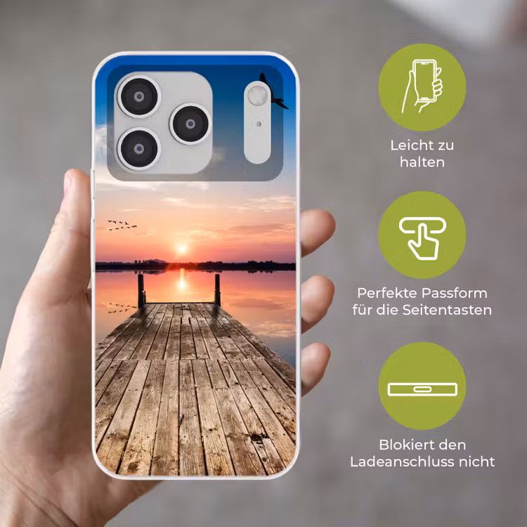 Steiger - Water - Zonsondergang - Roze - Horizon Telefoonhoesje iPhone 17 Pro klein -sfeer3_DE