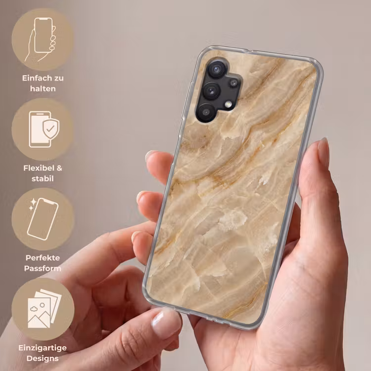 Steen - Ader - Natuur - Modern - Beige Telefoonhoesje Samsung Galaxy A32 5G klein -sfeer3_DE