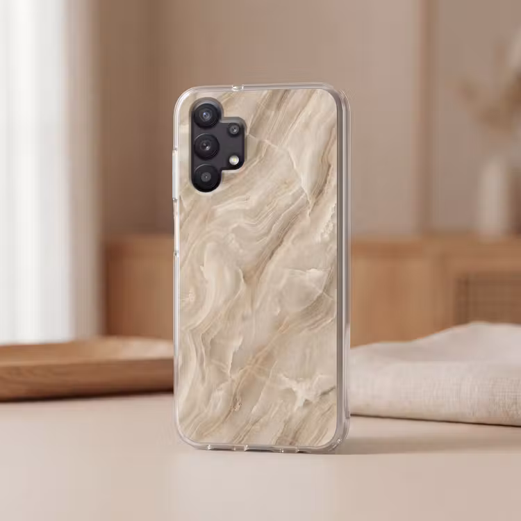 Steen - Golvend - Abstract - Beige Telefoonhoesje Samsung Galaxy A32 5G klein -sfeer2