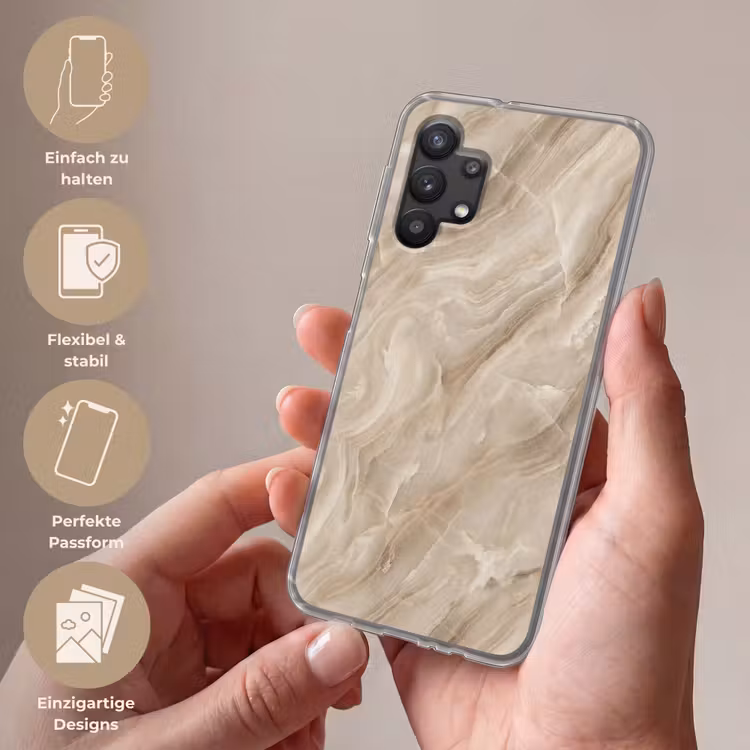 Steen - Golvend - Abstract - Beige Telefoonhoesje Samsung Galaxy A32 5G klein -sfeer3_DE