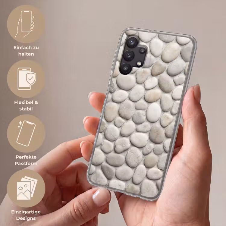 Steen - Kiezel - Natuur - Minimalistisch - Beige Telefoonhoesje Samsung Galaxy A32 5G klein -sfeer3_DE