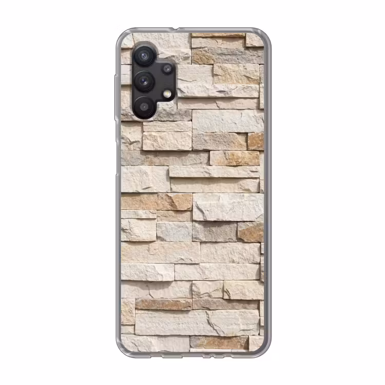 Steen - Muur - Textuur - Rustiek - Beige Telefoonhoesje Samsung Galaxy A32 5G klein -3d
