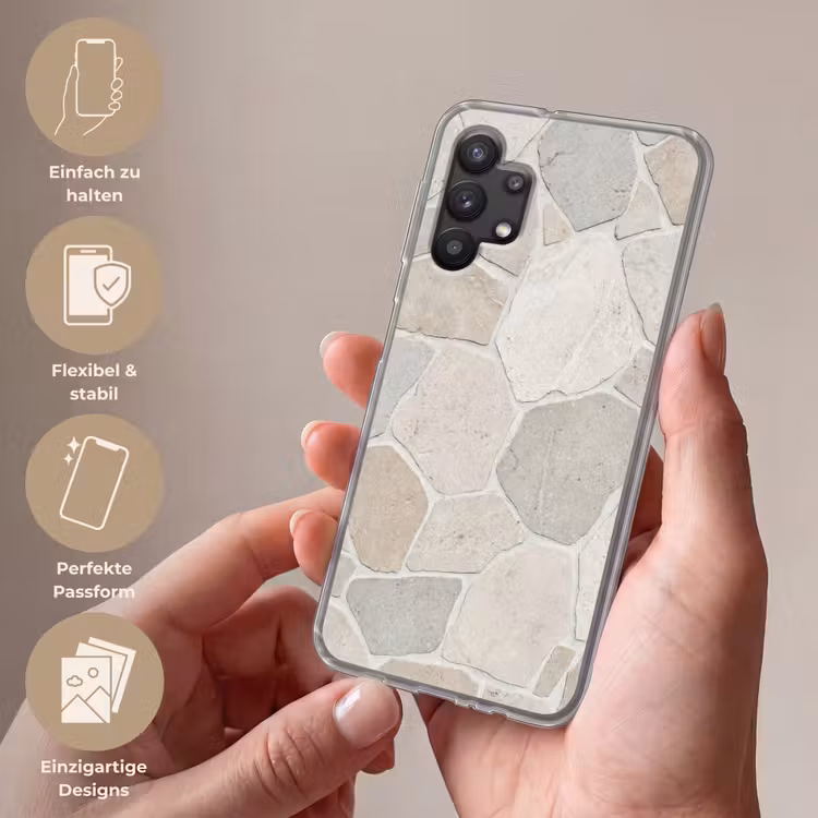 Steen - Patroon - Textuur - Beige Telefoonhoesje Samsung Galaxy A32 5G klein -sfeer3_DE