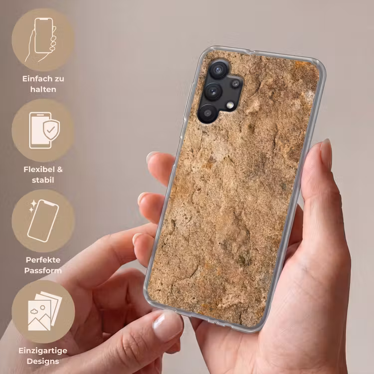 Steen - Natuur - Textuur - Abstract - Bruin Telefoonhoesje Samsung Galaxy A32 5G klein -sfeer3_DE