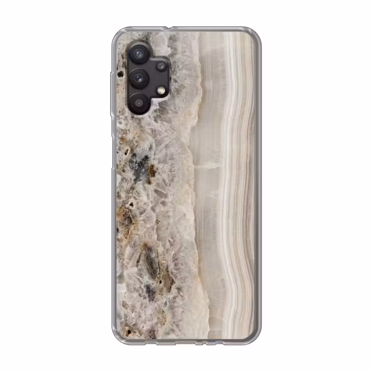 Steen - Textuur - Abstract - Beige - Wit Telefoonhoesje Samsung Galaxy A32 5G klein -3d
