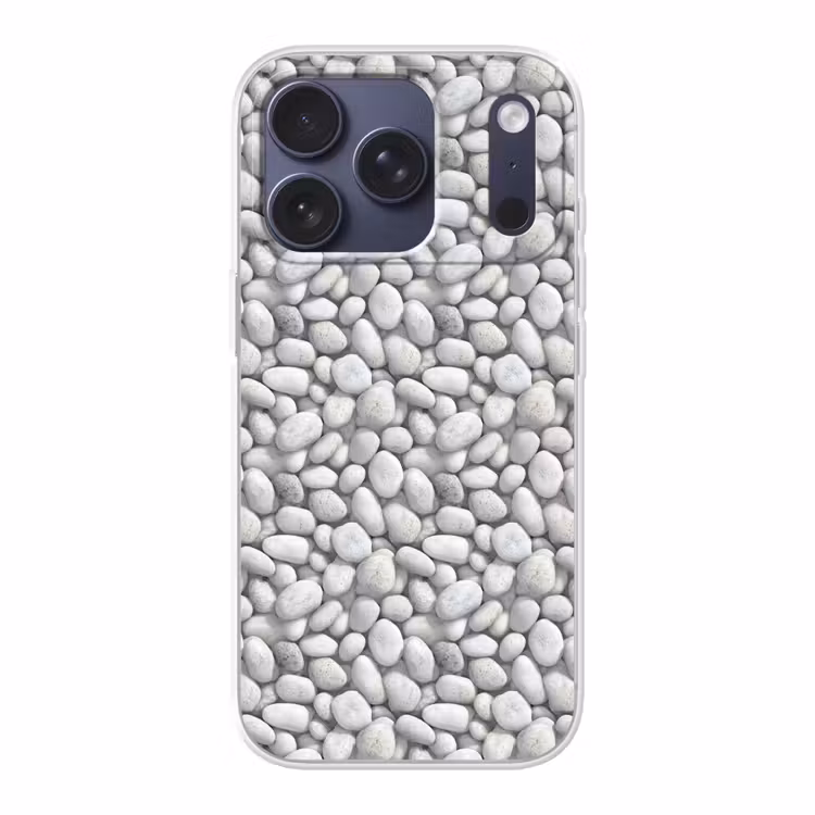 Steentjes - Grijs - Ovaal Telefoonhoesje iPhone 17 Pro klein 878 -3d